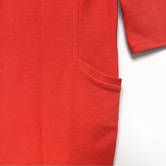 Boden Coral Orange Jasmine Ottoman Ribbed Pocket Mod Shift Dress - Picture 9 of 9
